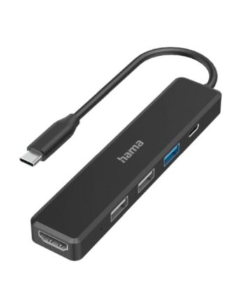 Hama External 4 Port USB-C Hub, USB Powered, 3 x USB-A , 1 x USB C (Power Delivery), 1 x HDMI