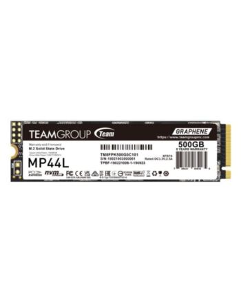 Team 500GB MP44L M.2 NVMe Gen4 SSD, M.2 2280, PCIe4, R/W 5000/2500 MB/s, Heat Dissipating Graphene Label