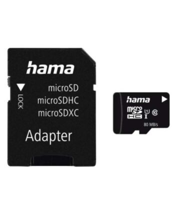 Hama 256GB MicroSDHC Card with SD Adapter, Class 10 UHS-I, Up to 80MB/s