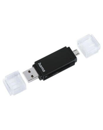 Hama Basic External USB 2.0 OTG Card Reader, USB-A + Micro B, SD/microSD, Black, USB Powered