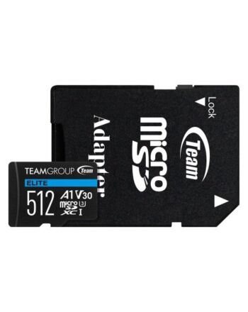 Team 512GB Elite A1 Micro SDXC Card with SD Adapter, UHS-I Class 3, U3, A1 App Performance, 100MB/s