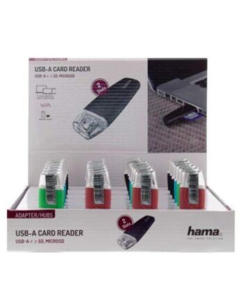 Hama External USB 2.0 Card Reader x24 Multipack, SD/microSD, Various Colours, Display Case