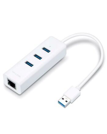 TP-LINK (UE330) Portable External 3-Port USB 3.0 Hub & Gigabit Ethernet Adapter, White 