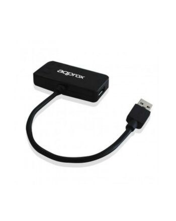 Approx (APPHT7B) External 4-Port USB Travel Hub - 3 x USB 2.0 + 1 x USB 3.0, USB Powered, Blue LED