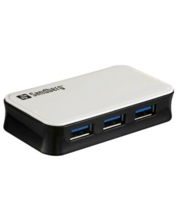 Sandberg External 4-Port USB 3.0 Hub, Overload Protection, Mains/USB Powered, 5 Year Warranty
