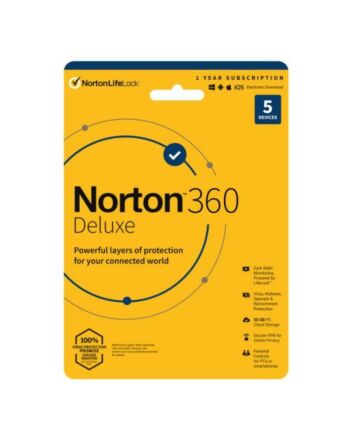 Norton 360 Deluxe 1 x 5 Device, 1 Year Retail Licence - 50GB Cloud Storage - PC, Mac, iOS & Android