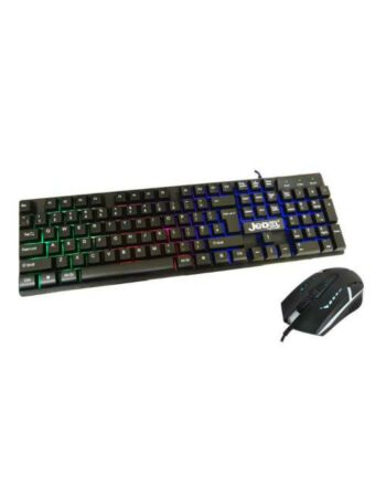 Jedel GK100 RGB Gaming Desktop Kit, Backlit Membrane RGB Keyboard & 800-1600 DPI LED Mouse, Black