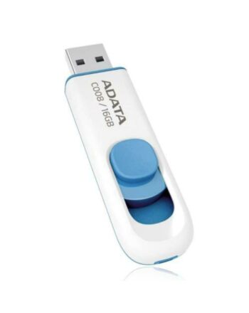 ADATA 16GB USB 2.0 Memory Pen, C008, Retractable, Capless, White
