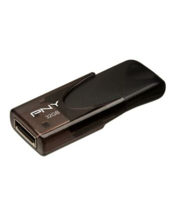 PNY 32GB USB 2.0 Memory Pen, Attache 4, Capless Sliding Design, Key Ring, Black