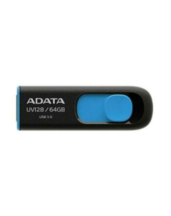 ADATA 64GB USB 3.0 Memory Pen, UV128, Retractable, Capless, Black & Blue