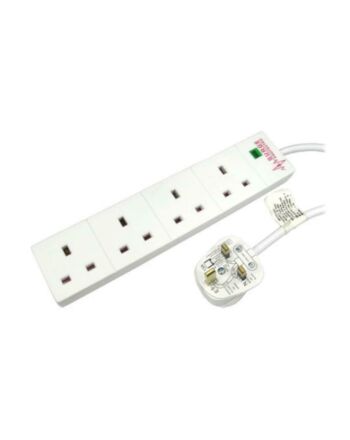 Spire Mains Power Multi Socket Extension Lead, 4-Way, 2M Cable, Surge Protected