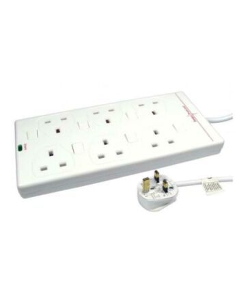 Spire Mains Power Multi Socket Extension Lead, 6-Way, 3M Cable, Surge Protected, Individually Switched