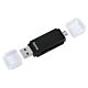 Hama Basic External USB 2.0 OTG Card Reader, USB-A + Micro B, SD/microSD, Black, USB Powered