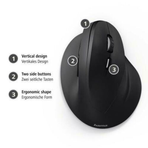 Hama Vertical Ergonomic Wireless Mouse BLK