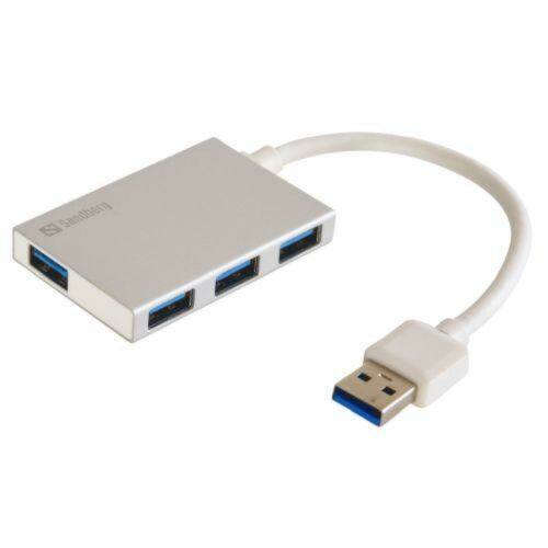 Sandberg External 4-Port USB 3.0 Pocket Hub, 4x USB 3.0, Aluminium, USB Powered, 5 Year Warranty