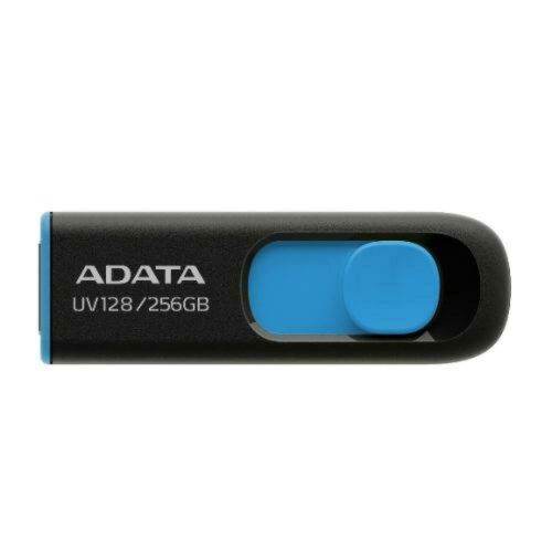 ADATA 256GB UV128 USB 3.0 Memory Pen, Retractable, Capless, Black & Blue
