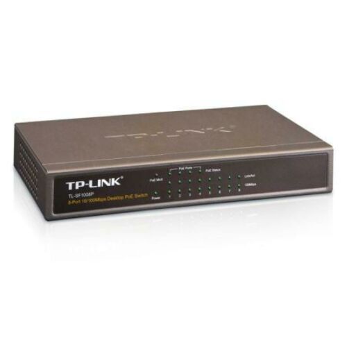 TP-LINK (TL-SF1008P) 8-Port 10/100Mbps Unmanaged Desktop Switch, 4-Port PoE+, Steel Case